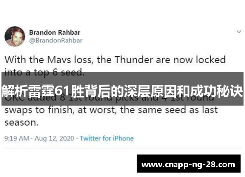 解析雷霆61胜背后的深层原因和成功秘诀